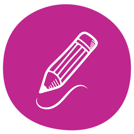 Nurtures creativity icon with white pencil graphic.